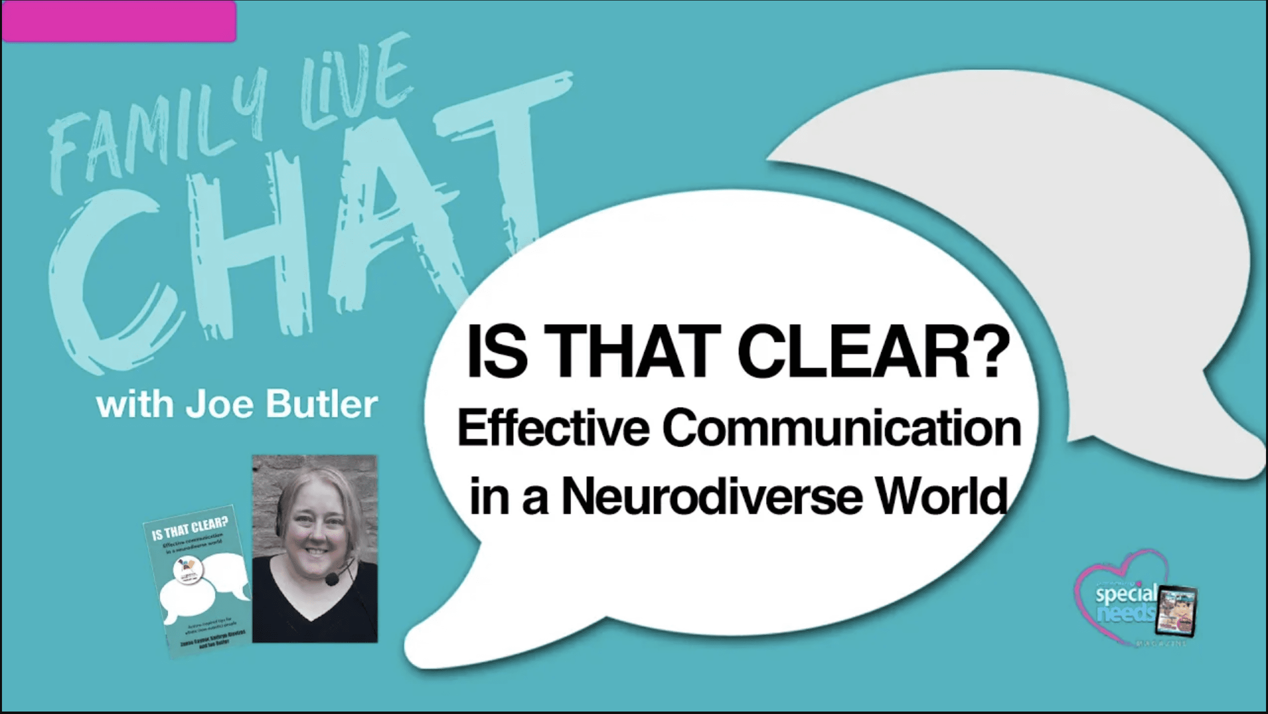 Joe Butler in a promotional image for "Family Live Chat: Is That Clear? Effective Communication in a Neurodiverse World.